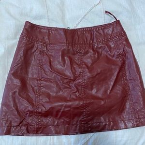 Free people red vegan leather mini skirt